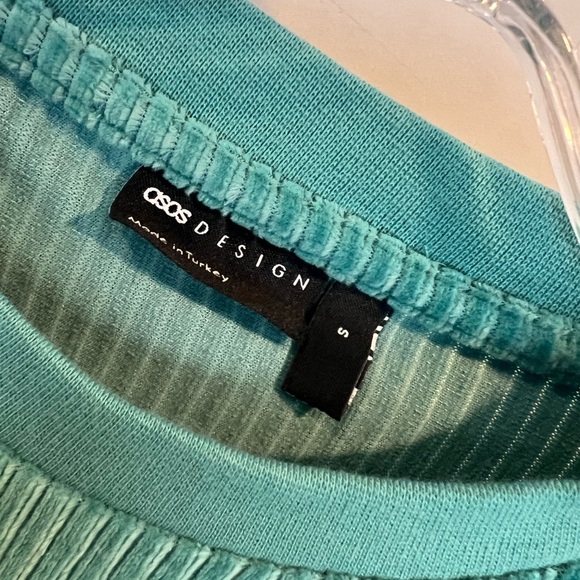 ASOS Design Short Sleeve Ribbed Velour Shirt - Picture 3 of 4